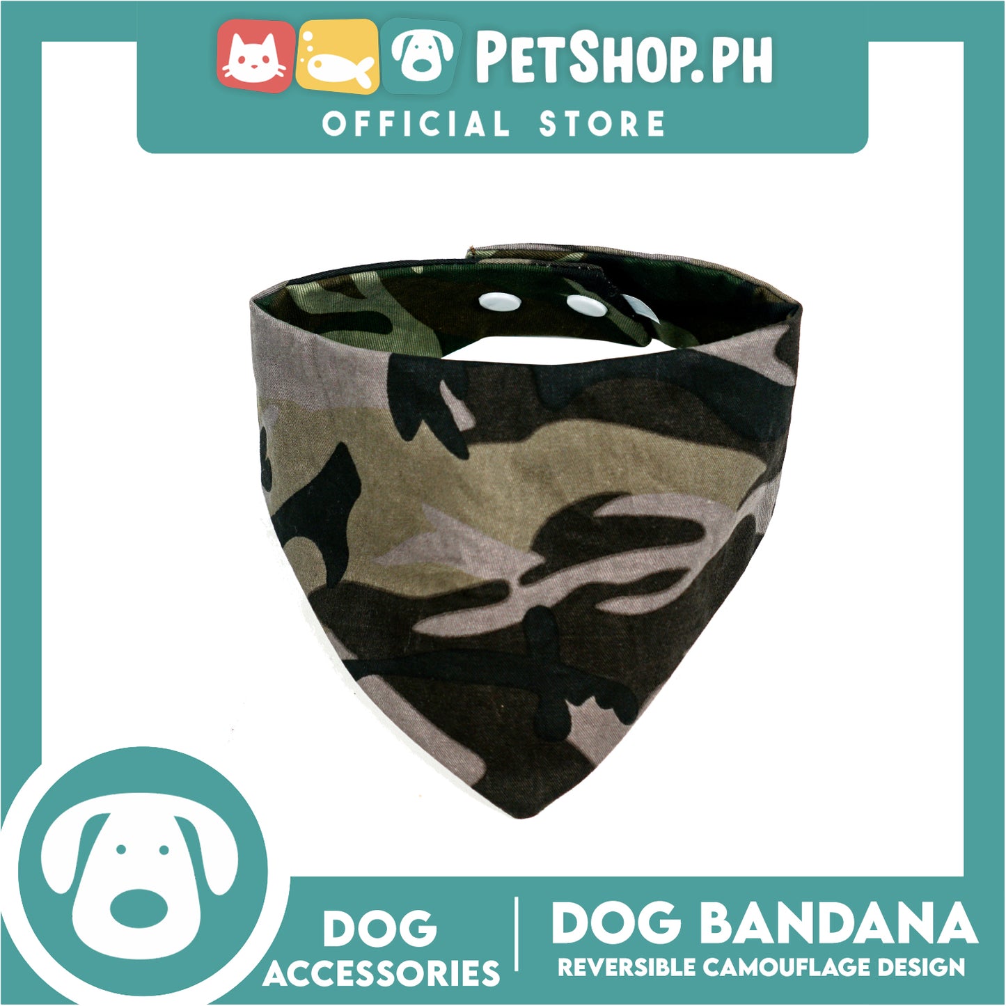 Dog Pet Bandana Reversible Camouflage Design Washable Scarf (Small)