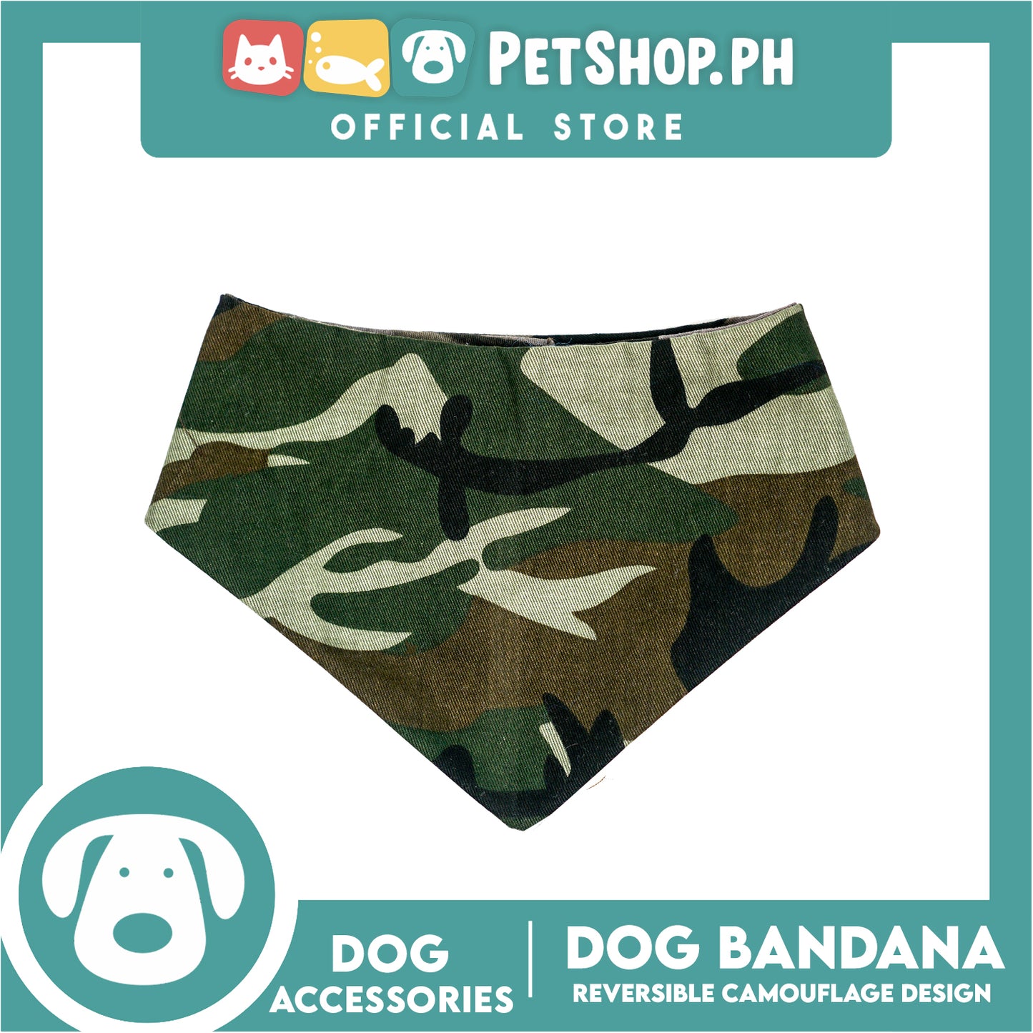 Dog Pet Bandana Reversible Camouflage Design Washable Scarf (Small)