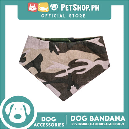 Dog Pet Bandana Reversible Camouflage Design Washable Scarf (Medium)