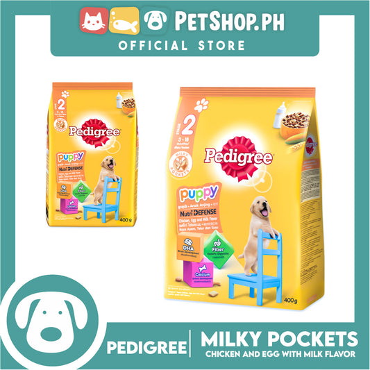 Pedigree Puppy Nutri-Defense DHA, Fiber, Calcium Chicken, Egg And Milk Flavor 400g Stage 2 For 3-18 Months