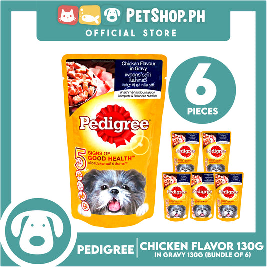 6pcs Pedigree Chicken Chunks Flavor In Gravy 130g Dog Food Wet Food