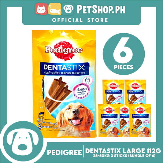 6pcs Pedigree DentaStix Large (25-50kg) 112g (3 Sticks) Dog Dental Treats