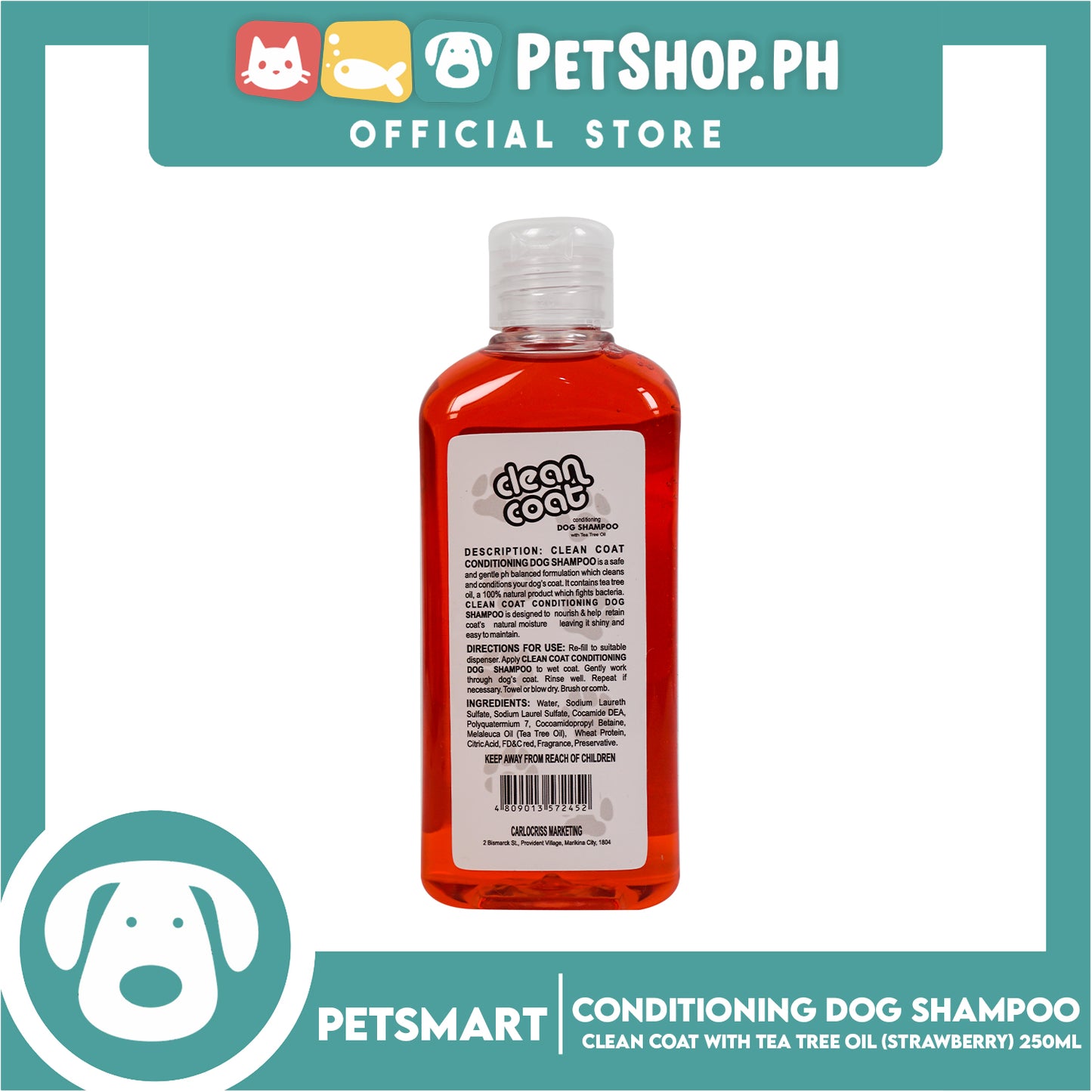 Clean Coat Conditioning With Tea Tree Oil 250ml (Strawberry) Dog Shampoo