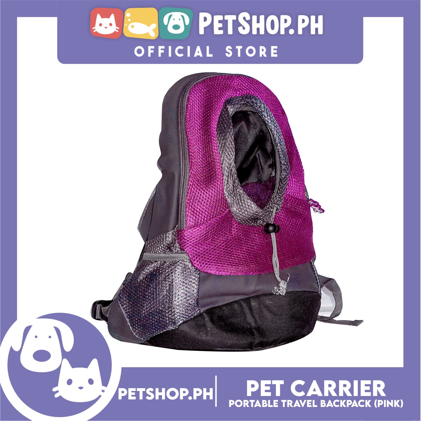 Pet Carrier Portable Outdoor Travel BackPack Safe Carrier for Dogs & Cats (Pink)