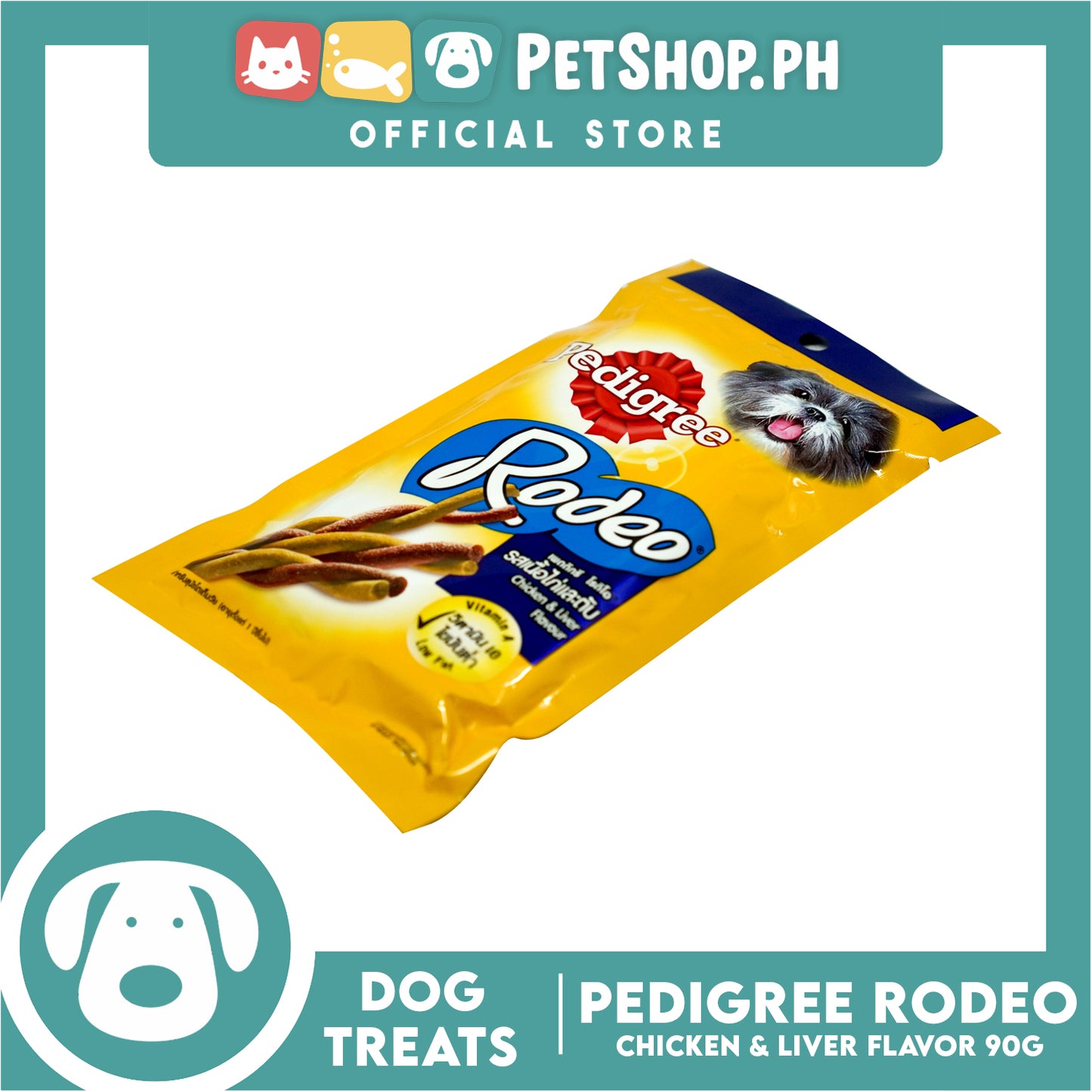 6pcs Pedigree Rodeo Chicken and Liver 90g Dog Treats, Twist Stick