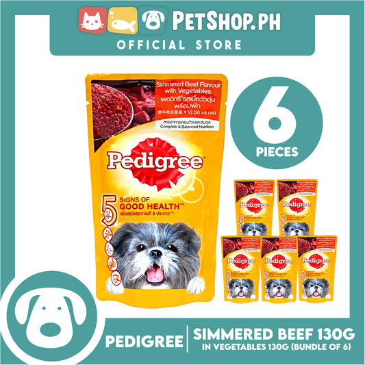 6pcs Pedigree Simmered Beef Loaf Flavour with Vegetables 130g Dog Wet Food
