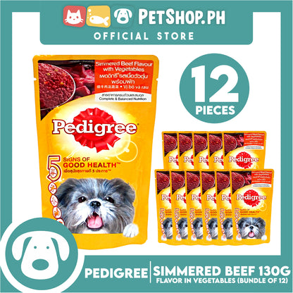 12pcs Pedigree Simmered Beef Loaf Flavour with Vegetables 130g Dog Wet Food