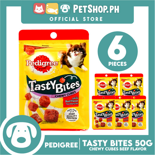 6pcs Pedigree Tasty Bites Chewy Cubes Beef Flavor 50g