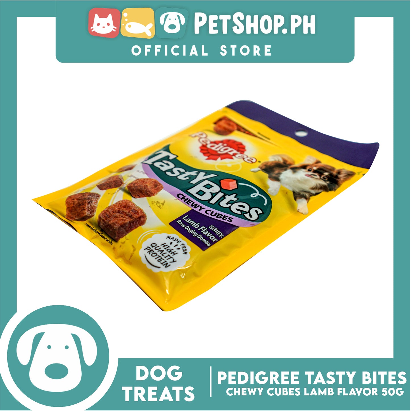 6pcs Pedigree Tasty Bites Chewy Cubes Lamb Flavor 50g