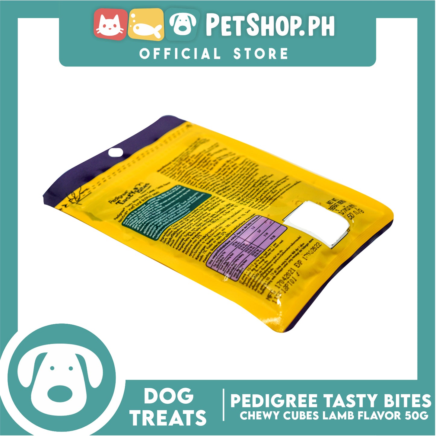 6pcs Pedigree Tasty Bites Chewy Cubes Lamb Flavor 50g