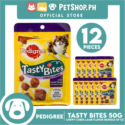 12pcs Pedigree Tasty Bites Chewy Cubes Lamb Flavor 50g