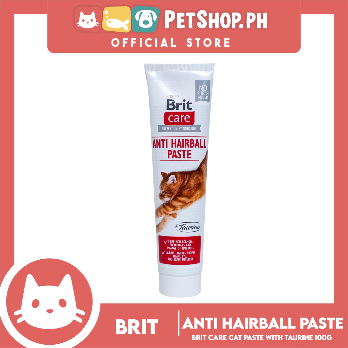 Brit Care Anti Hairball with Taurine Paste 100g Cat Supplement