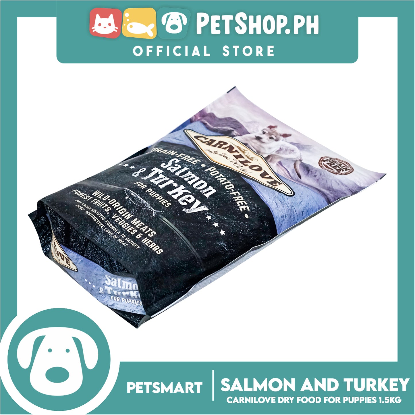 Carnilove Into The Wild Grain-Free and Potato-Free Salmon and Turkey For Puppies 1.5kg Dry Dog Food