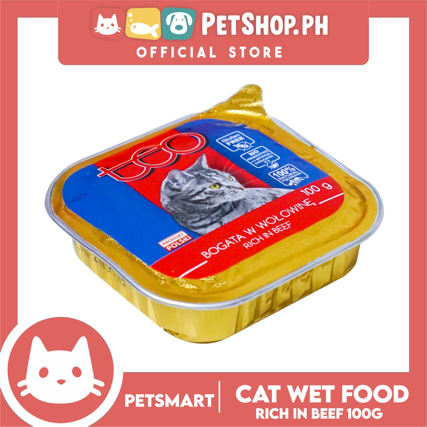 Teo Cat Rich in Beef Pate 100g Cat Wet Food