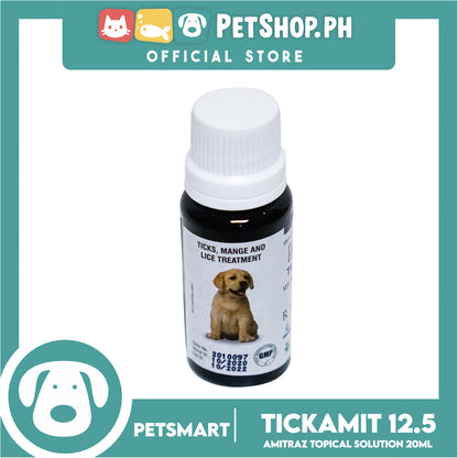 Tickamit 12.5% (Amitraz 12.5%) 20ml Topical Solution As Dip And Wash Acaricide, Ticks Mange and Lice Treatment