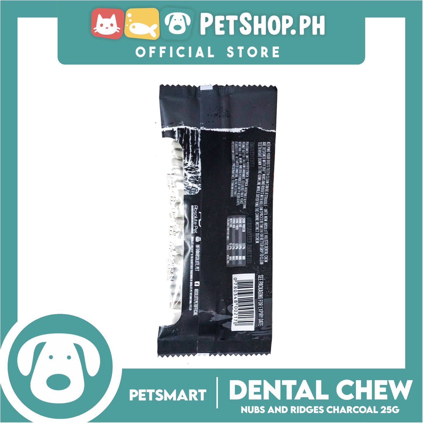 Absolute Holistic Dental Chew Charcoal 25g Dog Treats