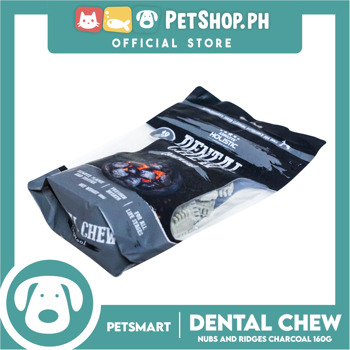 Absolute Holistic Dental Chew Charcoal 160g Dog Treats