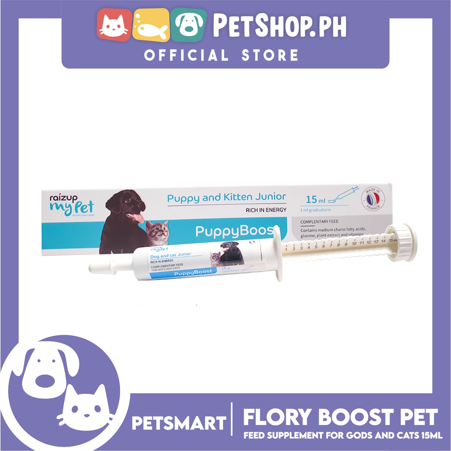 Raizup My Pet Nutrition Care, PuppyBoost Energy Booster For Newborn Puppies And Kittens 15ml
