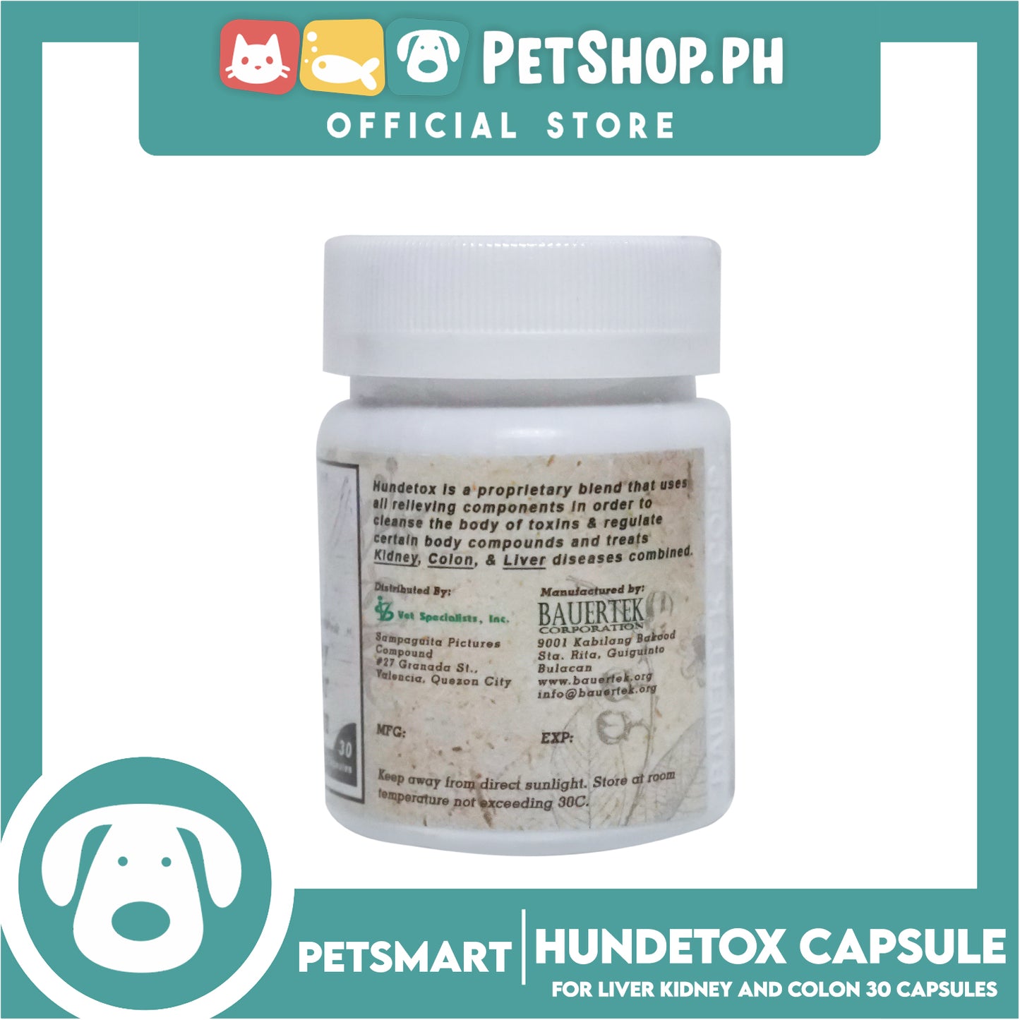 Hundetox Supplement 30 Capsule Protection for Kidney, Liver, Colon for Dogs