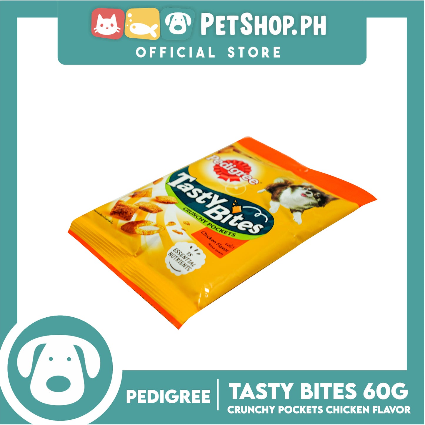 24pcs Pedigree Tasty Bites Crunchy Pockets Chicken Flavor 60g