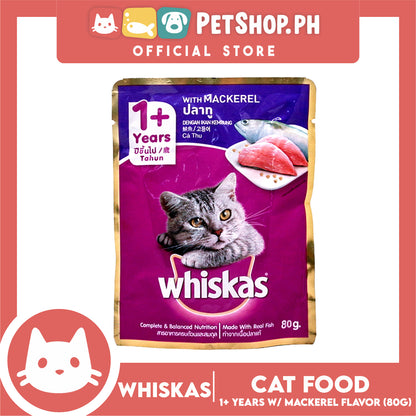 12pcs Whiskas Mackerel Flavor Pouch Wet Cat Food 80g