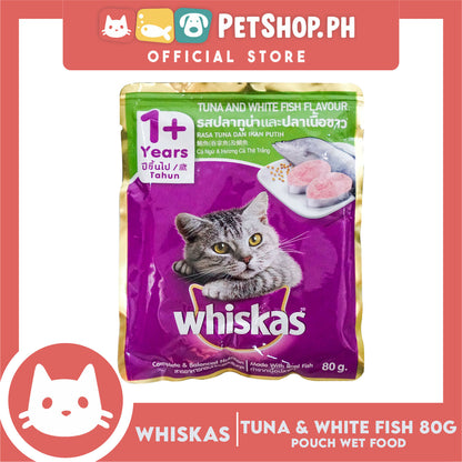 12pcs Whiskas Tuna and White Fish Pouch Cat Wet Food 80g