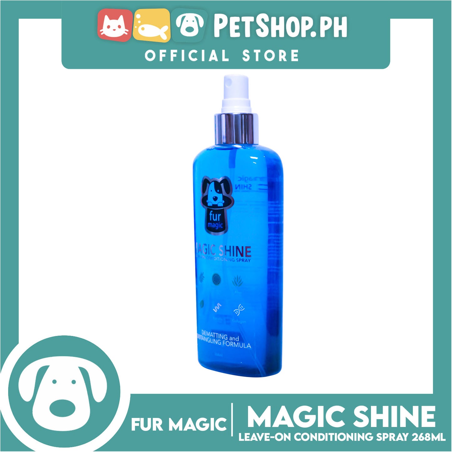 Fur Magic Magic Shine Leave-On Conditioning Spray Dematting and Detangling Formula 268ml Dog Coat