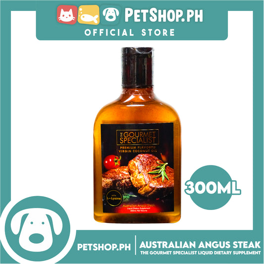 The Gourmet Specialist Premium Flavored Virgin Coconut Oil With L-Lysine for Animals 300ml (Australian Angus Steak)