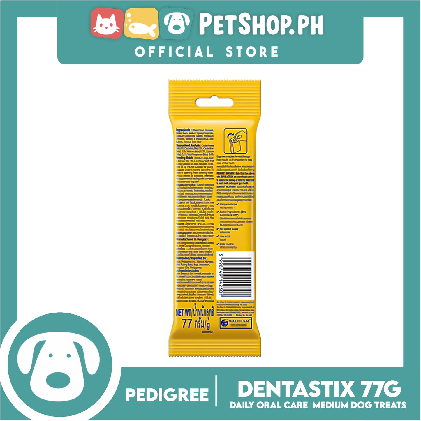 Pedigree Dentastix Mono 3s Medium 10-25kg Daily Oral Care 77g Dog Treats