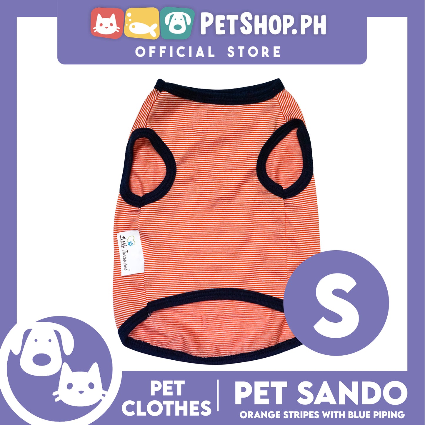 Pet Sando Orange Stripes with Blue Piping (Small) Pet Shirt Clothes Dress