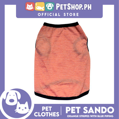 Pet Sando Orange Stripes with Blue Piping (Small) Pet Shirt Clothes Dress
