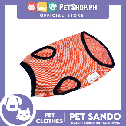 Pet Sando Orange Stripes with Blue Piping (Small) Pet Shirt Clothes Dress