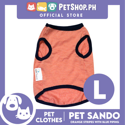 Pet Sando Orange Stripes with Blue Piping (Large) Pet Shirt Clothes Perfect fit for Dogs