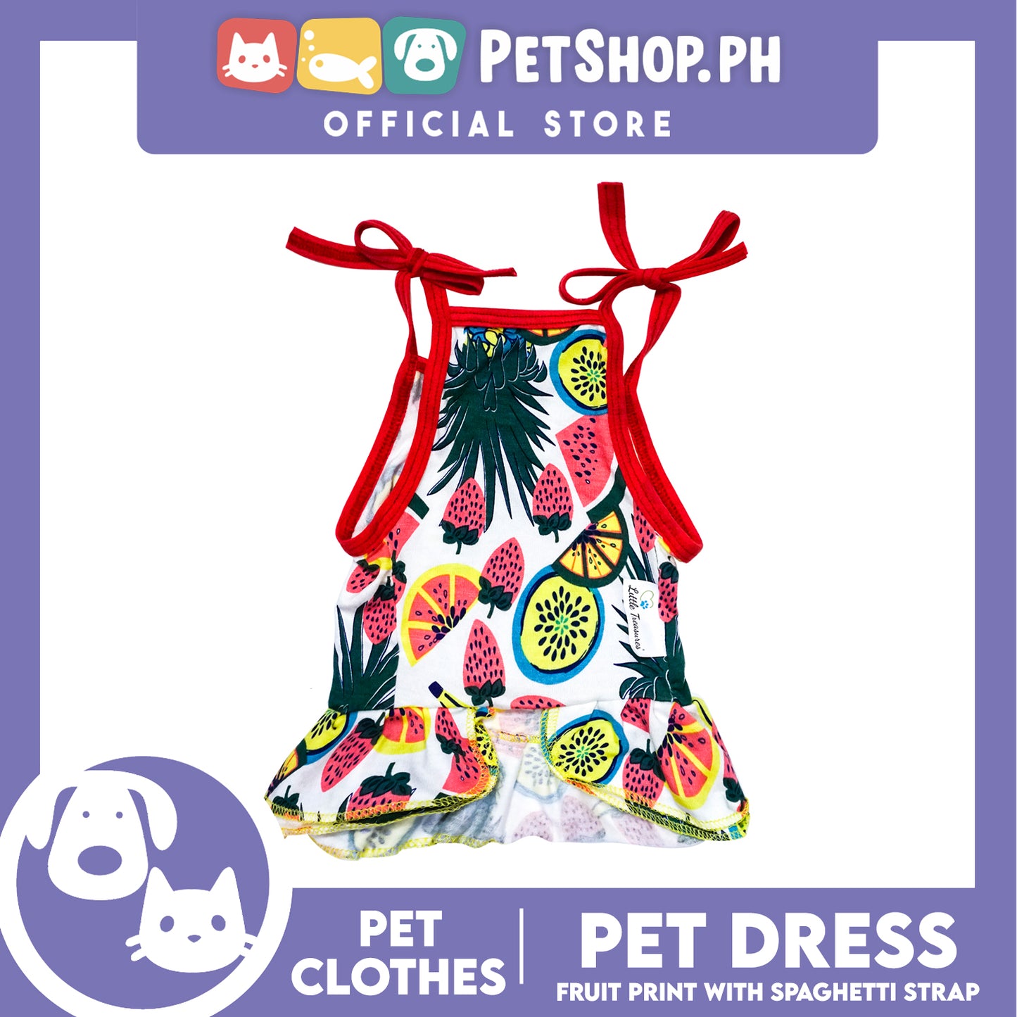 Pet Dress Fruit Print with Spaghetti Strap (Large) Pet Dress Clothes Perfect for Dogs