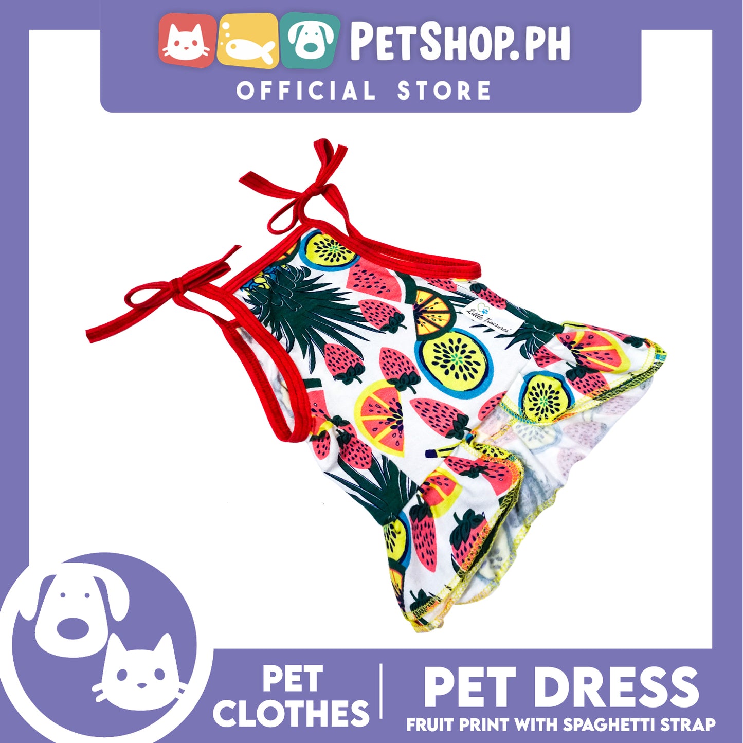 Pet Dress Fruit Print with Spaghetti Strap (Extra Large) Pet Dress Clothes Perfect for Dogs