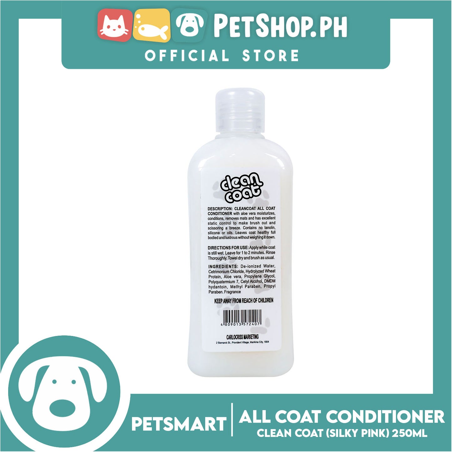 Clean Coat All Coat Conditioner 250ml (Silky Pink) Dog Conditioner