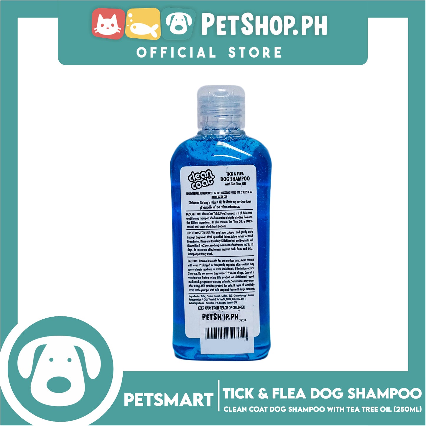 Clean Coat Tick And Flea With Tea Tree Oil 250ml Dog Shampoo