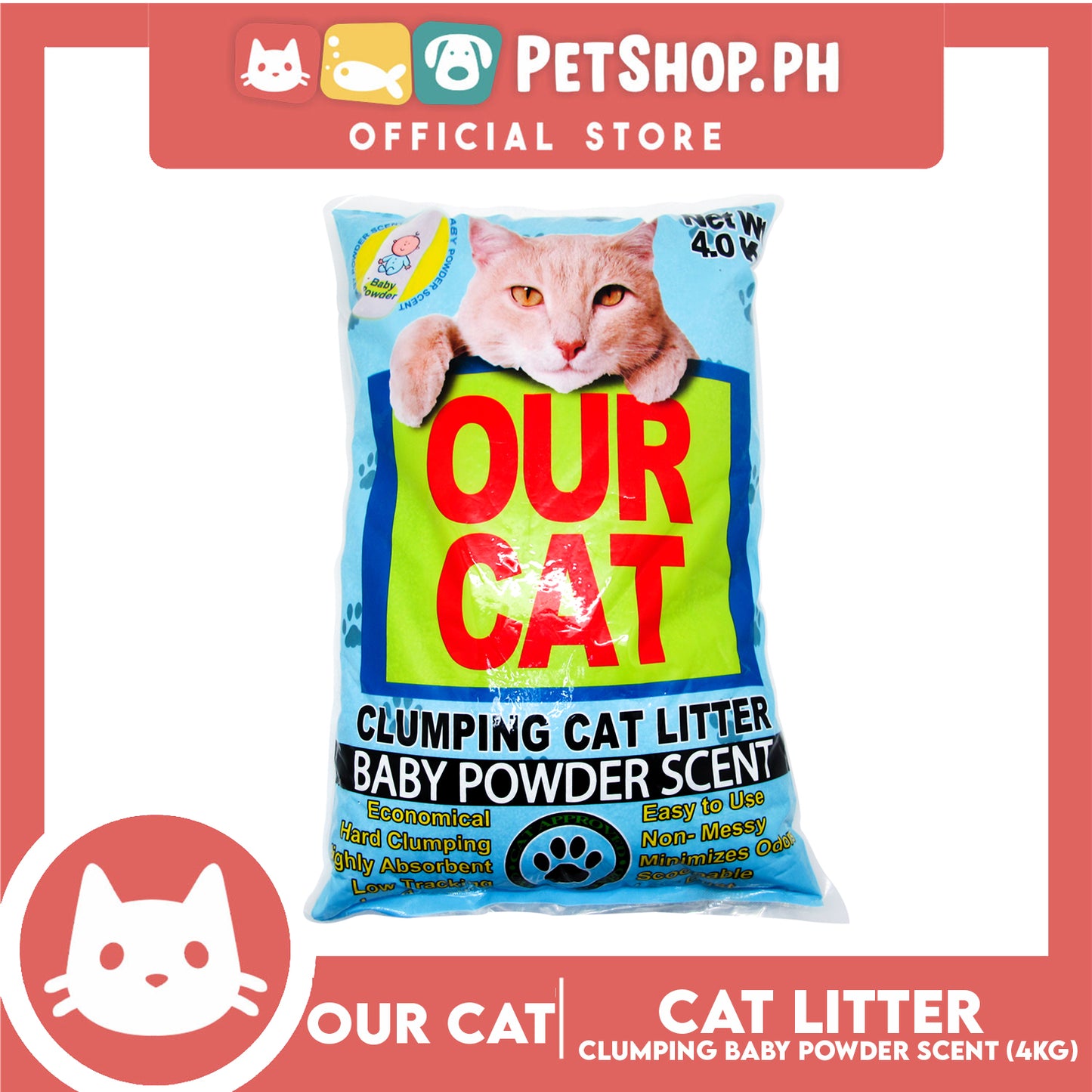 Our Cat Clumping Cat Litter Baby Powder Scent 4kg