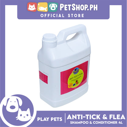 Play Pets Pampered Pooch Anti-Tick And Flea Shampoo And Conditioner 4000ml Premium Organic, Safe Repelling Ticks And Fleas In Your Pets