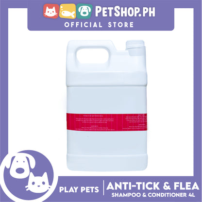 Play Pets Pampered Pooch Anti-Tick And Flea Shampoo And Conditioner 4000ml Premium Organic, Safe Repelling Ticks And Fleas In Your Pets