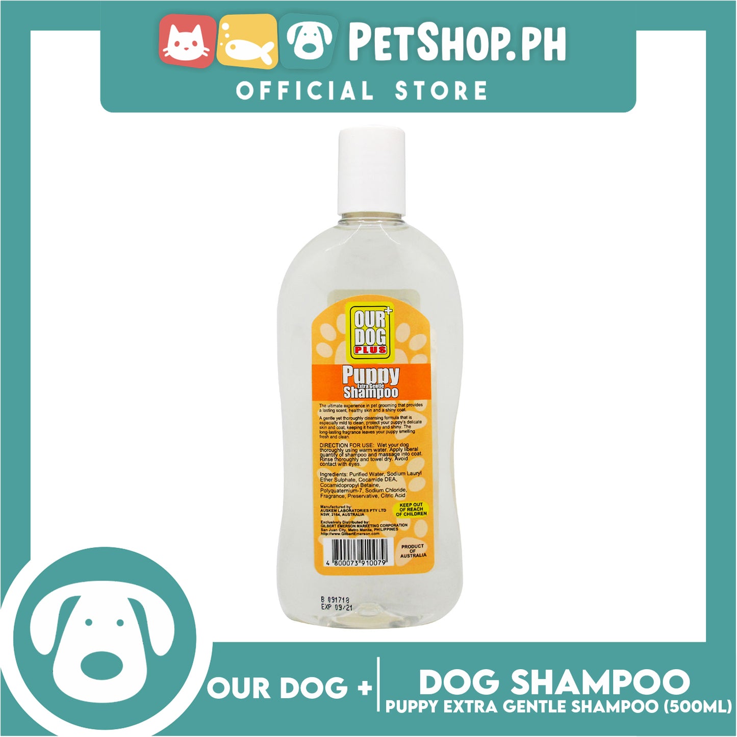 Our Dog Plus Puppy Extra Gentle Dog Shampoo 500ml