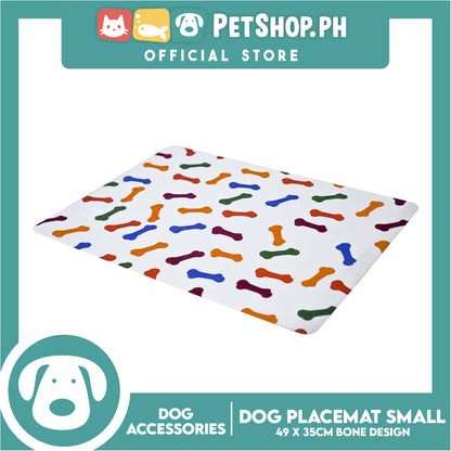 Pet Food Pad Placemat Small Bone Design For Dogs 49 x 35cm