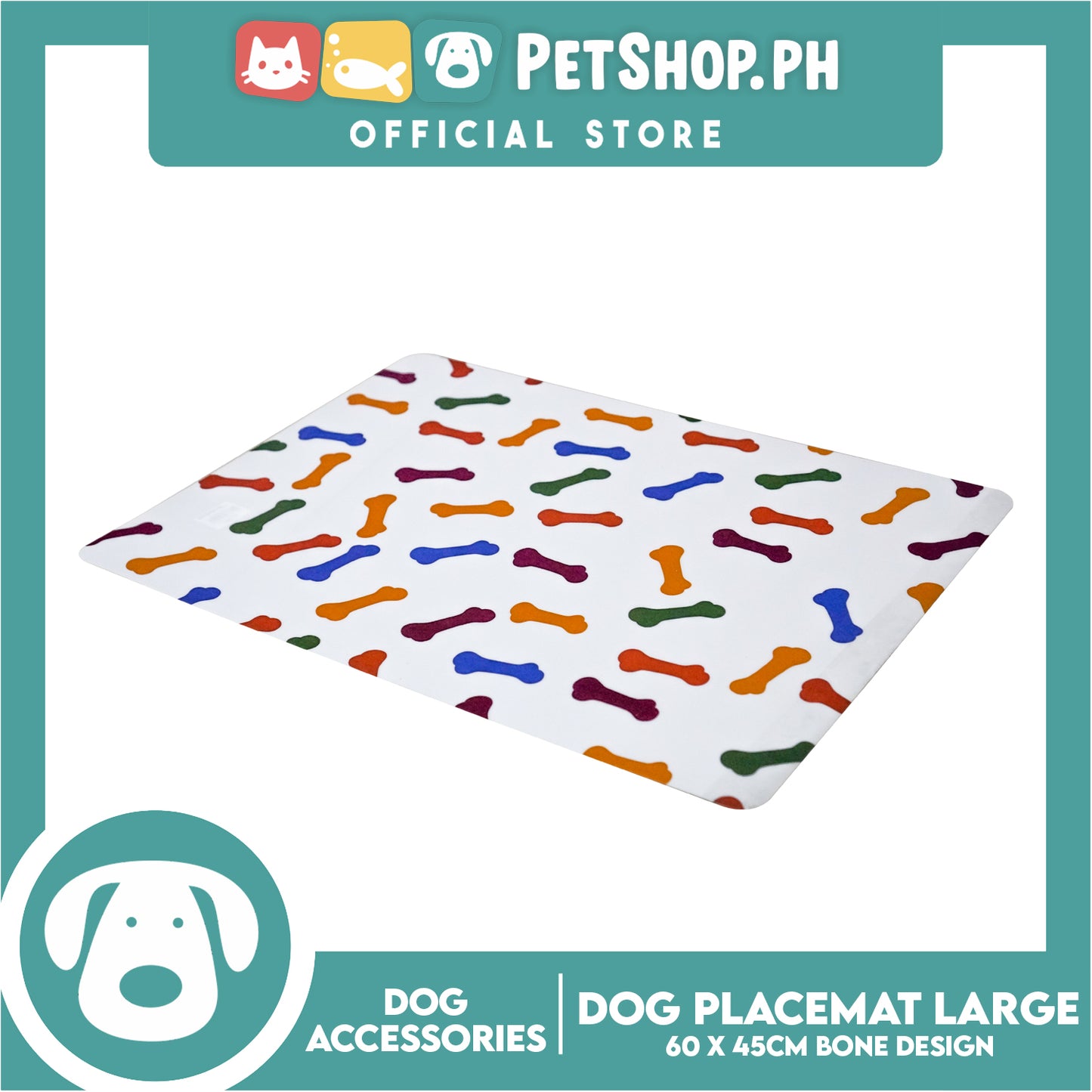 Pet Food Pad Placemat Large Bone Design For Dogs 60 x 45cm