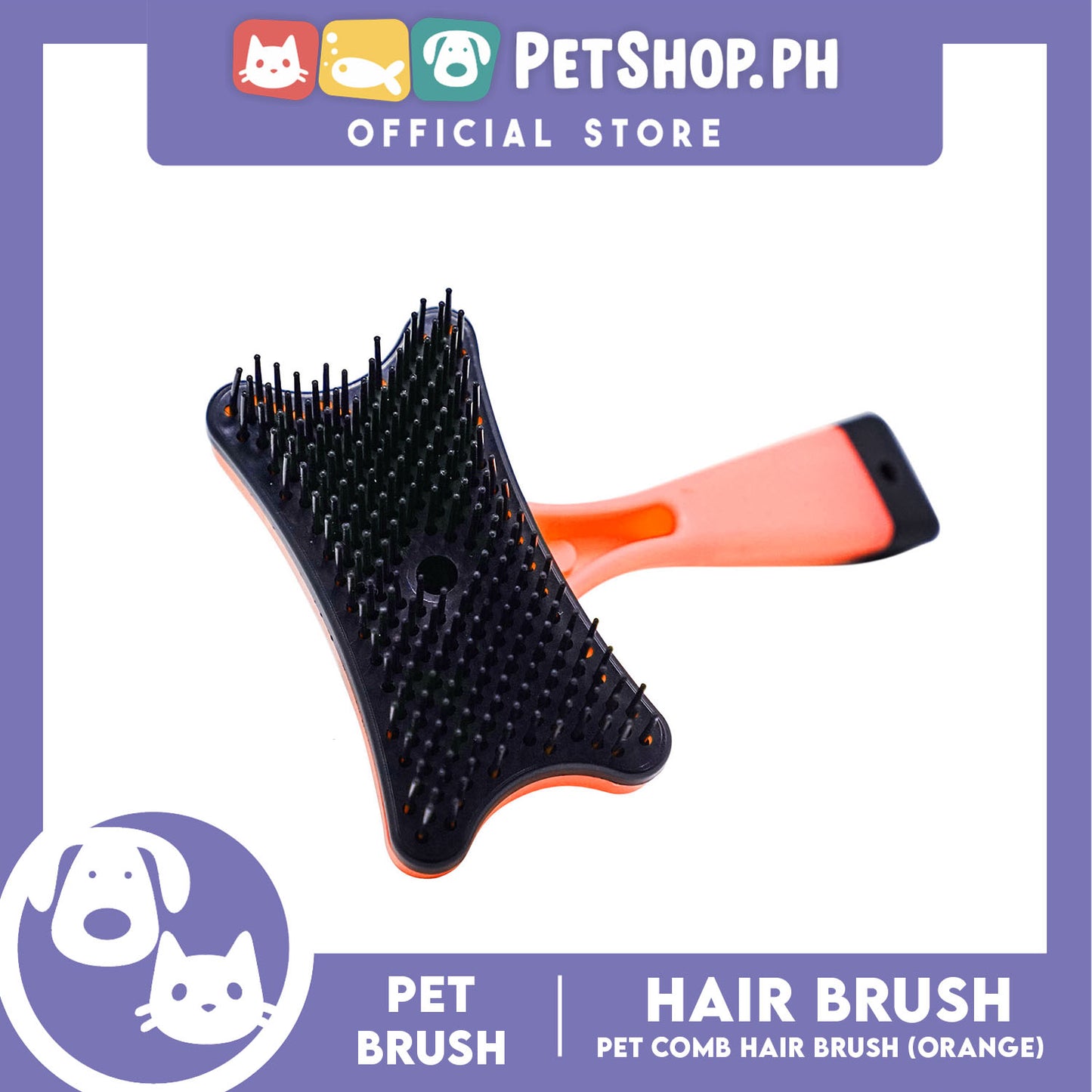 Pet Comb Hair Brush (Orange) Fur Shedding Trimmer Grooming Professional Comb Brush Tool For Dogs And Cats