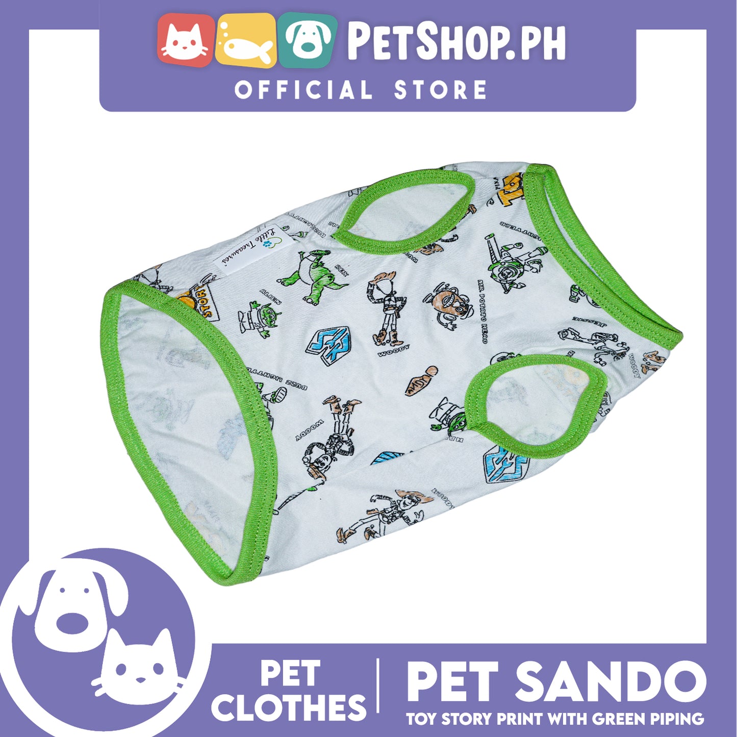Pet Sando Toy Story Print with Green Piping (Extra Large) Perfect Fit for Dogs and Cats