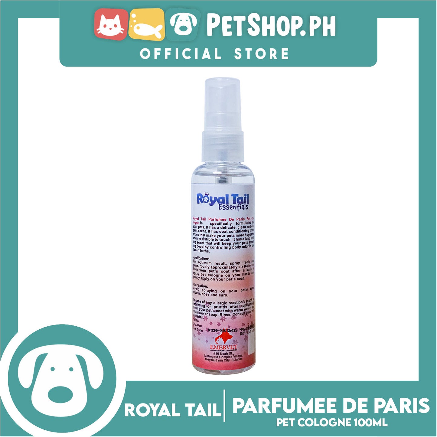 Royal Tail Essentials Pet Cologne (Parfumee de  Paris) 100ml