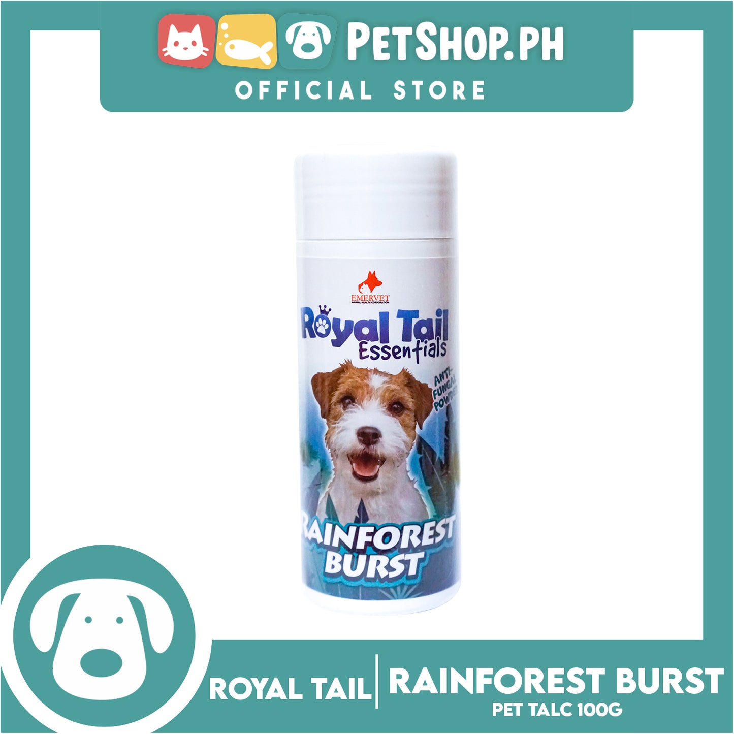 Royal Tail Essentials Pet Talc 100g (Anti Fungal Powder) Rainforest Burst