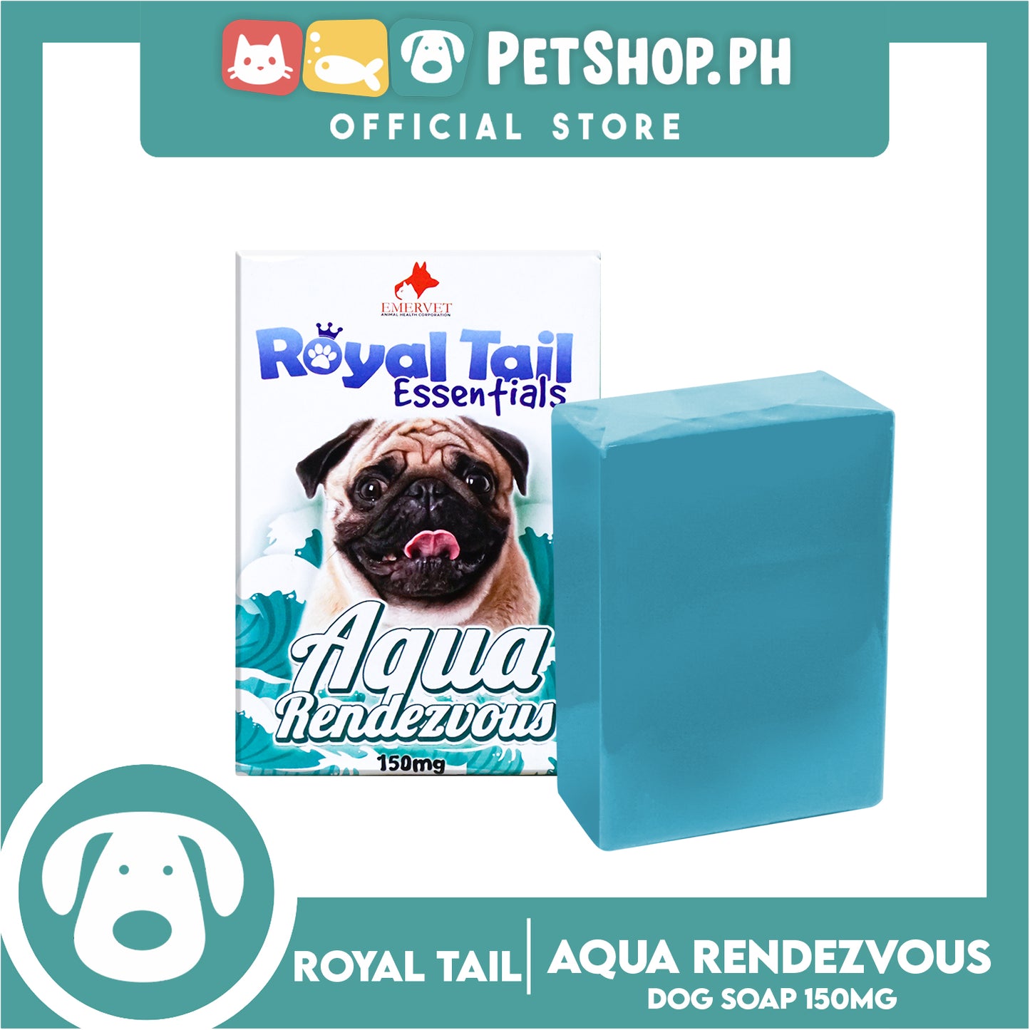 Royal Tail Essentials Madre de Cacao Dog Soap 150mg (Aqua Rendezvous)