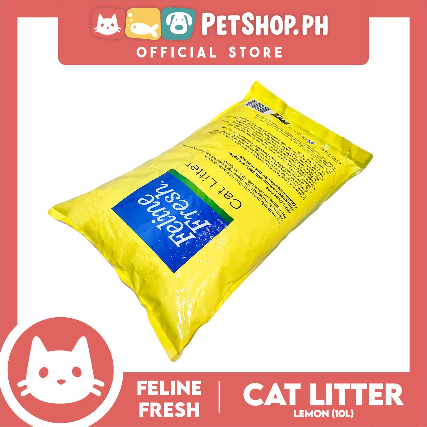 Feline Fresh Cat Litter Sand 10 Liters (Lemon Scent) 99% Dust-Free, High Absorbency, Minimal Tracking For Cats Of All Ages