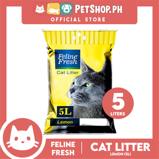 Feline Fresh Cat Litter Sand 5 Liters (Lemon Scent) 99% Dust-Free, High Absorbency, Minimal Tracking For Cats Of All Ages